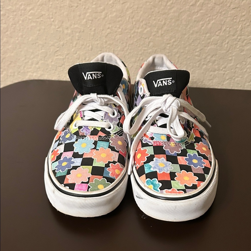 Vans Kids Colorful Floral Checkered Sneakers